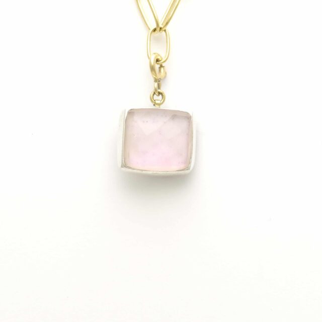 Bee in Soft Square Charm Reversible Pink Stone