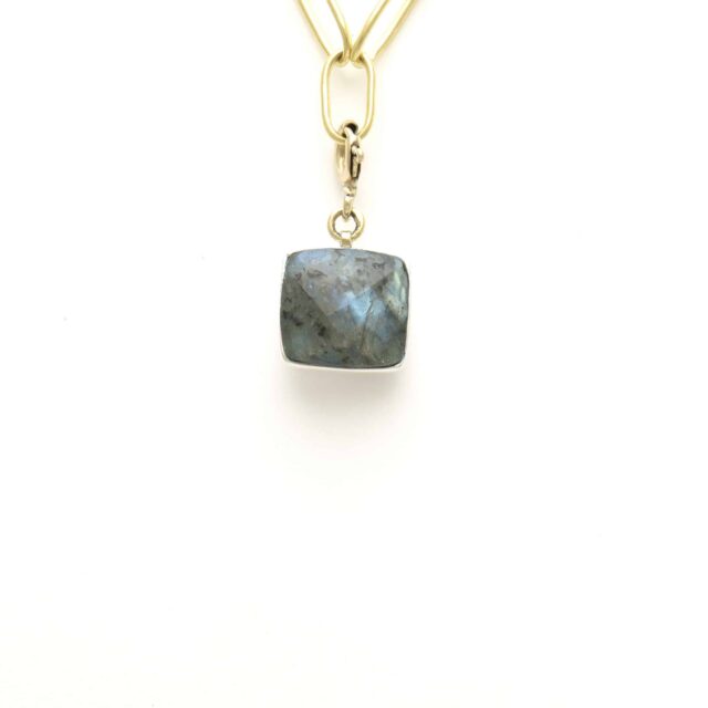 Small Bee in Soft Square Charm Reversible Labradorite