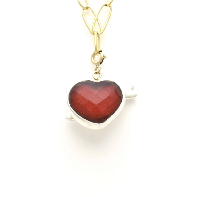 Puffy Heart Reversible Red Stone