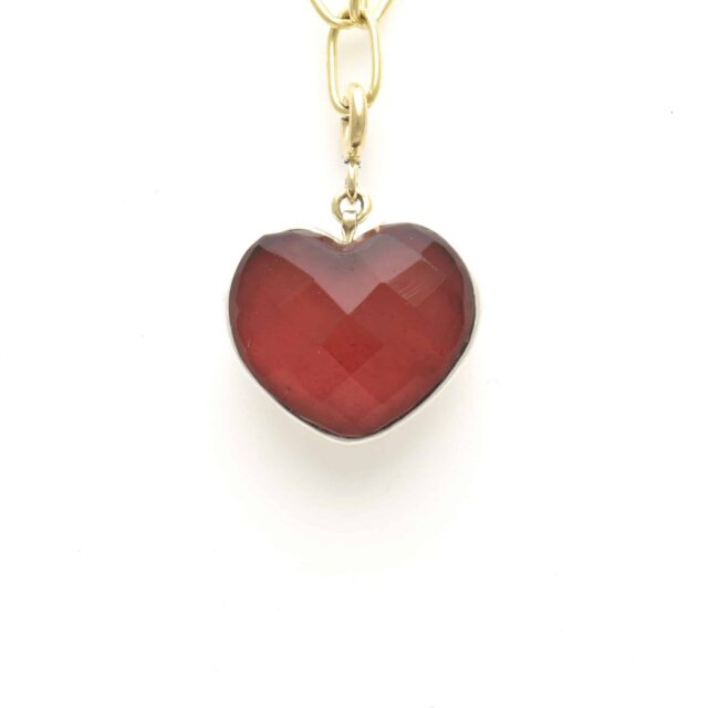 Puffy Heart Reversible Red Stone