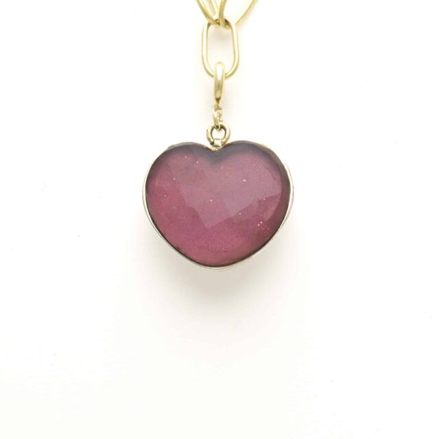 Puffy Heart Reversible Purple Stone