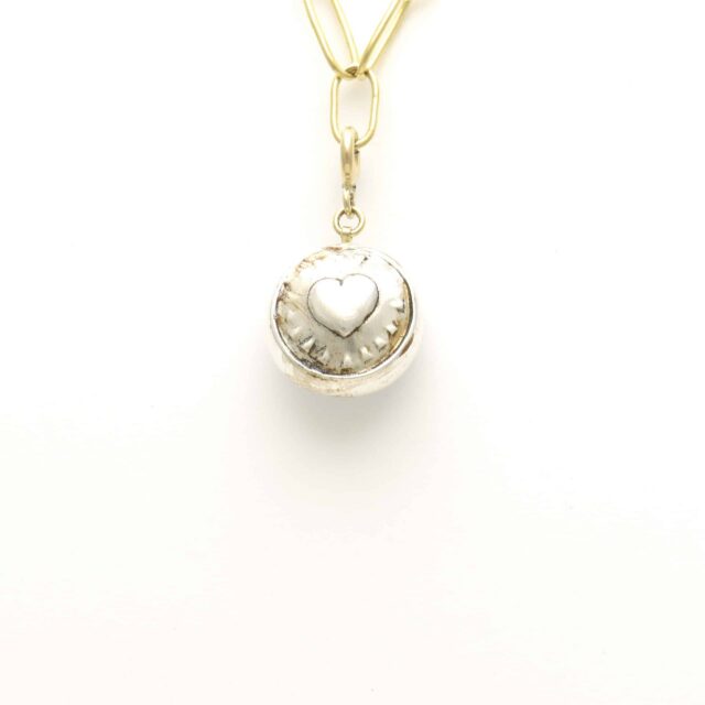 Silver Expressive Heart Reversible Blue Stone