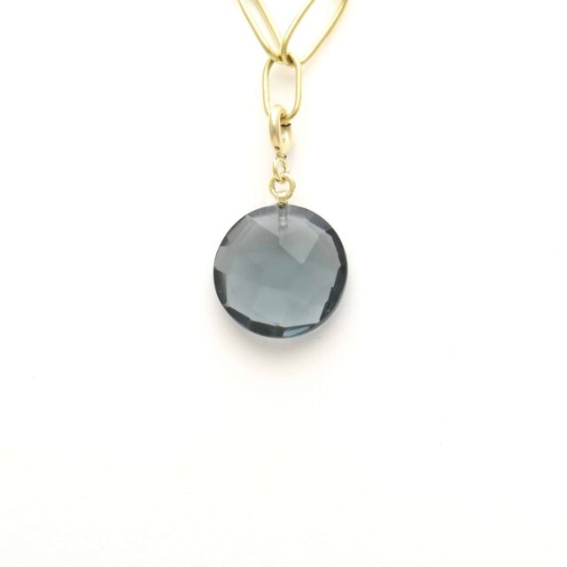 Round Solo Dark Blue Stone Charm