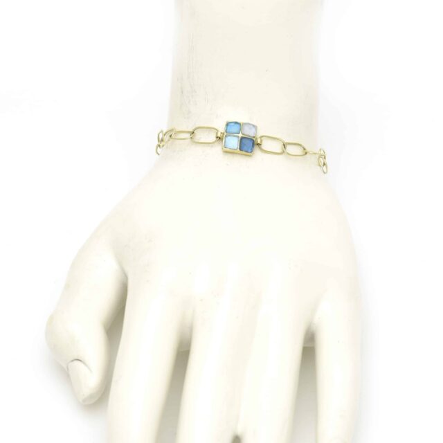 Four Stones in Square on Handmade Oval Linked Chain