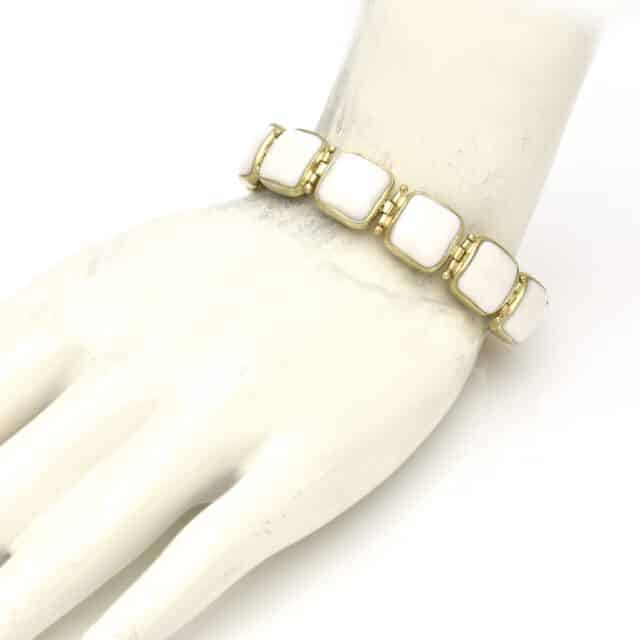 Double Sided Hinged Squares Bone and Silver Small