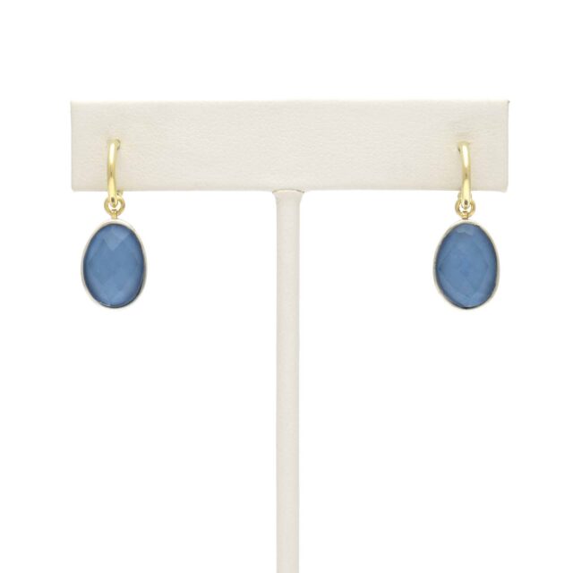 Silver Squiggly Line Reversible Stone Drop on Hoop Top