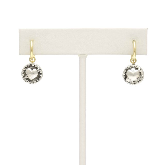 Silver Heart with Arrow Reversible Stone on Hoop Top