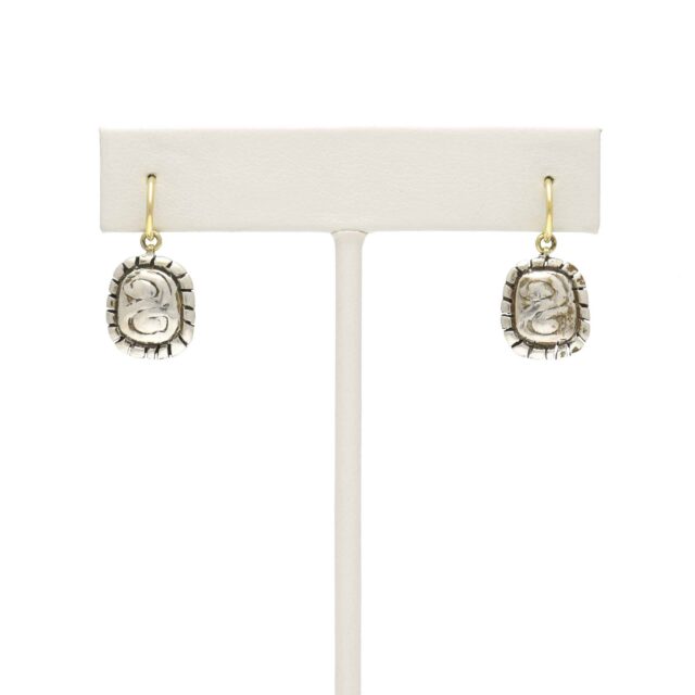 Soft Silver Square with Notched Edge on Hoop Top