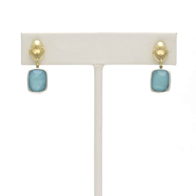 Silver X Soft Rectangular Reversible Stone Drop on Pod Top