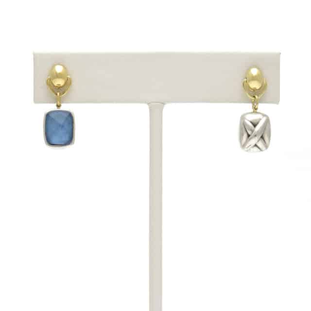 Silver X Soft Rectangular Reversible Stone Drop on Pod Top