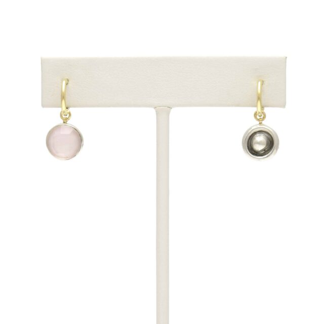 Silver Ball in Round Bezel Reversible Drop on Hoop Top