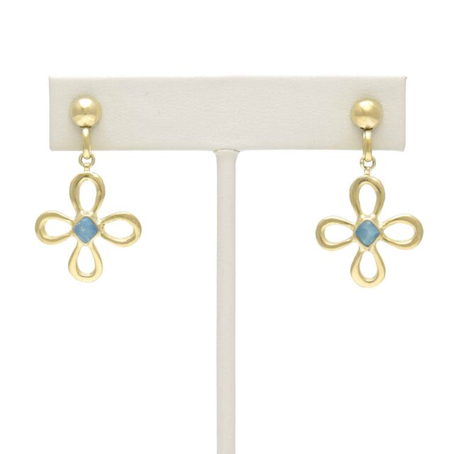 Flower with Square Stone on Ball Ring Top