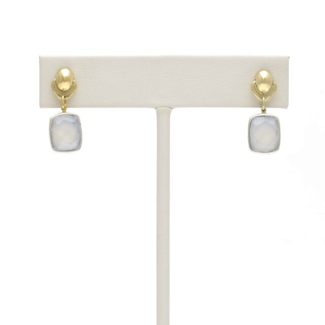Silver X Soft Rectangular Reversible Stone Drop on Pod Top