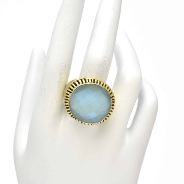 Large Stone Ring with Linear Ray Bezel
