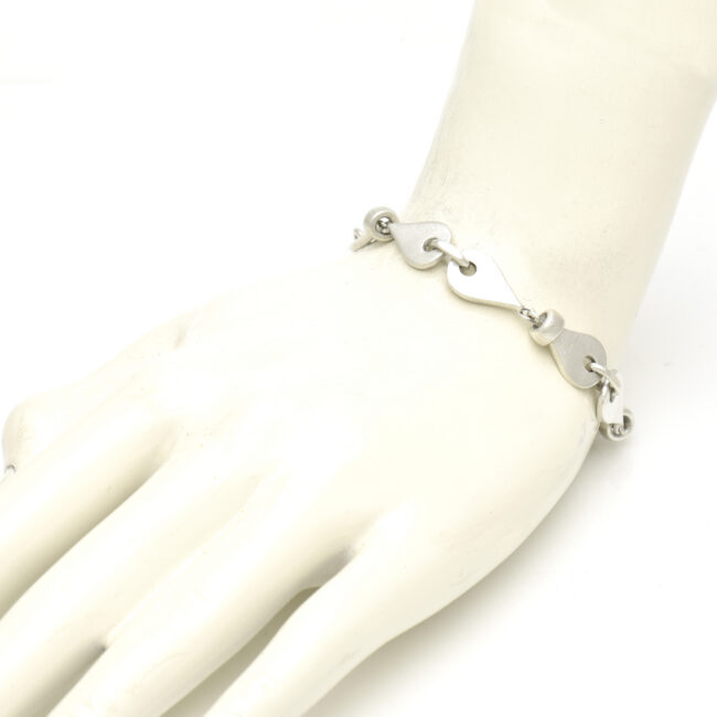 Tear Link Bracelet Silver Finish