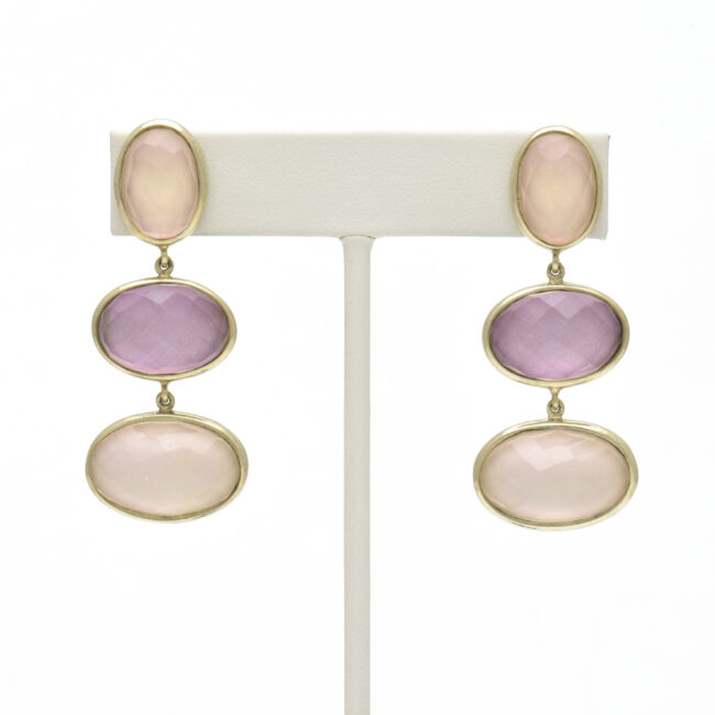 Triple Oval Stone Drop Earring