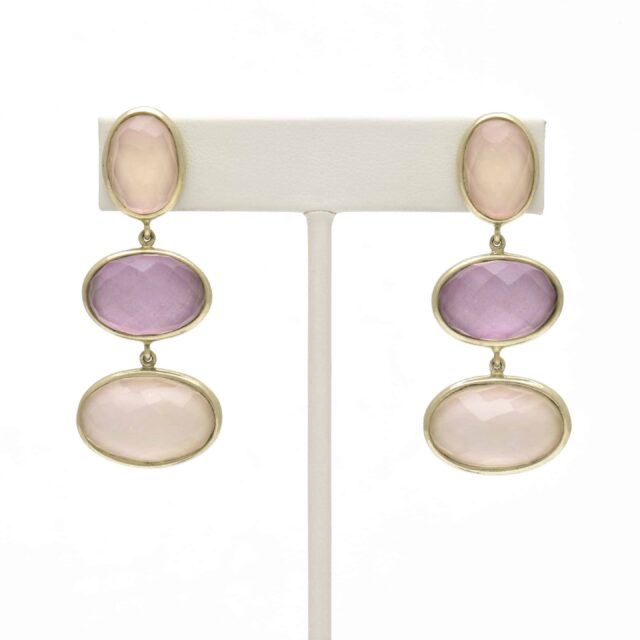 Triple Oval Stone Drop Earring