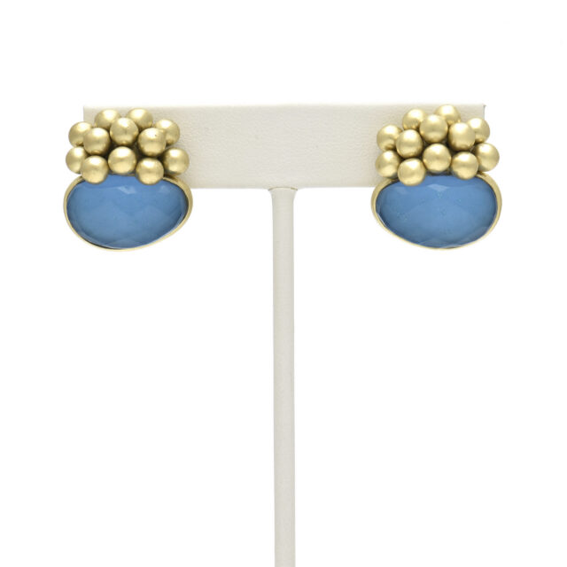 Ball Cluster With Stone Button Earring