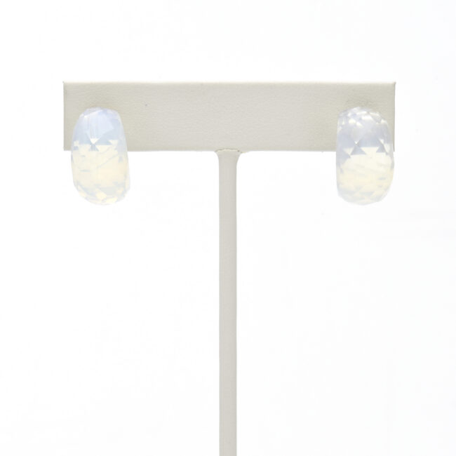 Stone Faceted Hoop 20mm White