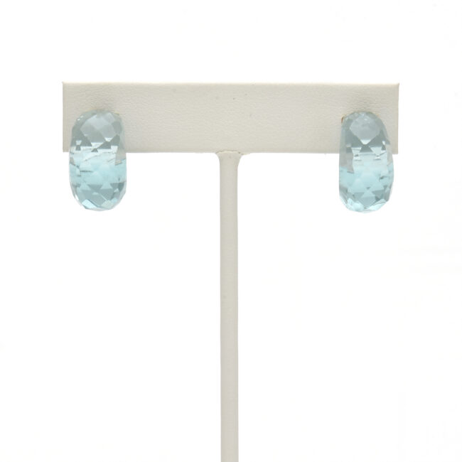 Stone Faceted Hoop 20mm Light Blue