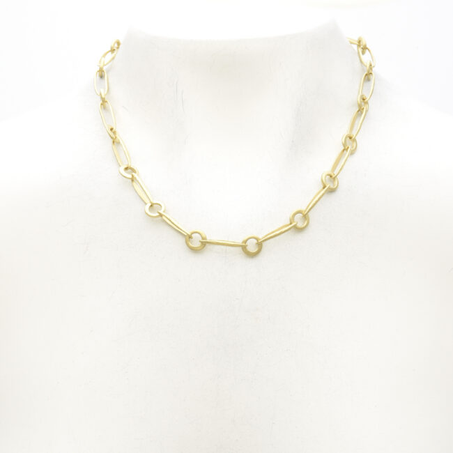 Flattened Long Oval and Circle Necklace