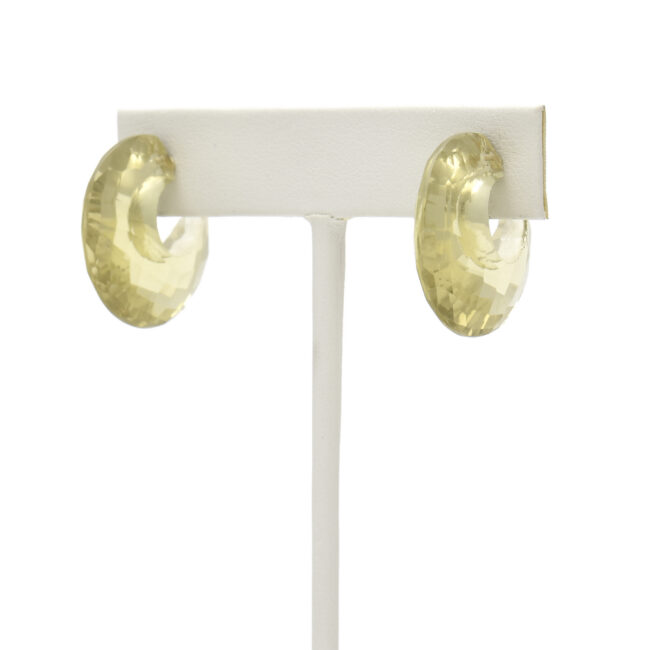 Stone Faceted Hoop 23mm Large Champagne