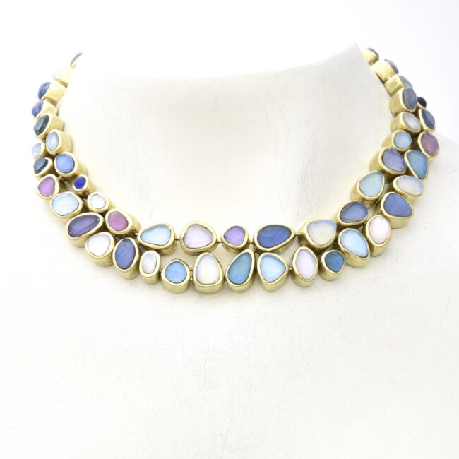 Double Layer Organic Stone Pebbles Necklace