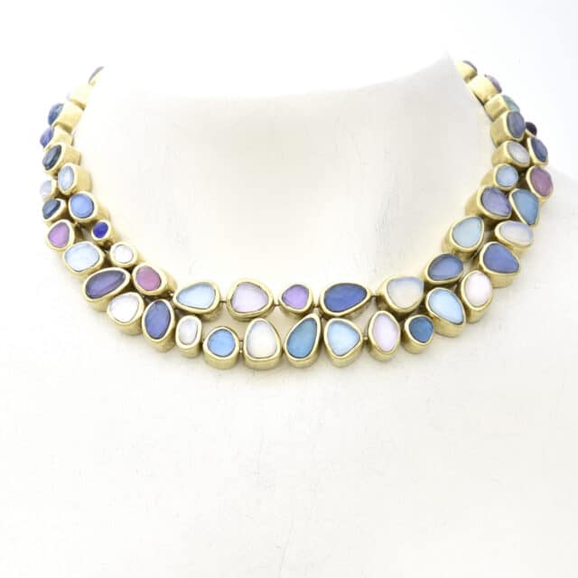 Double Layer Organic Stone Pebbles Necklace