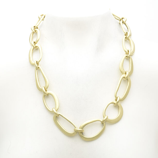 Flattened Organic Oval Link Necklace
